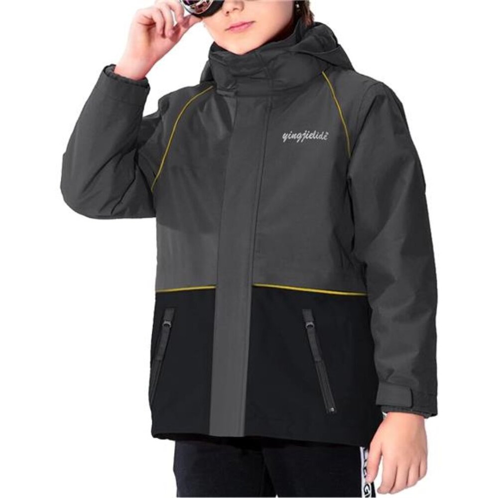 Boy's Waterproof Outwear Snow Jacket,Hooded Fleece Lined